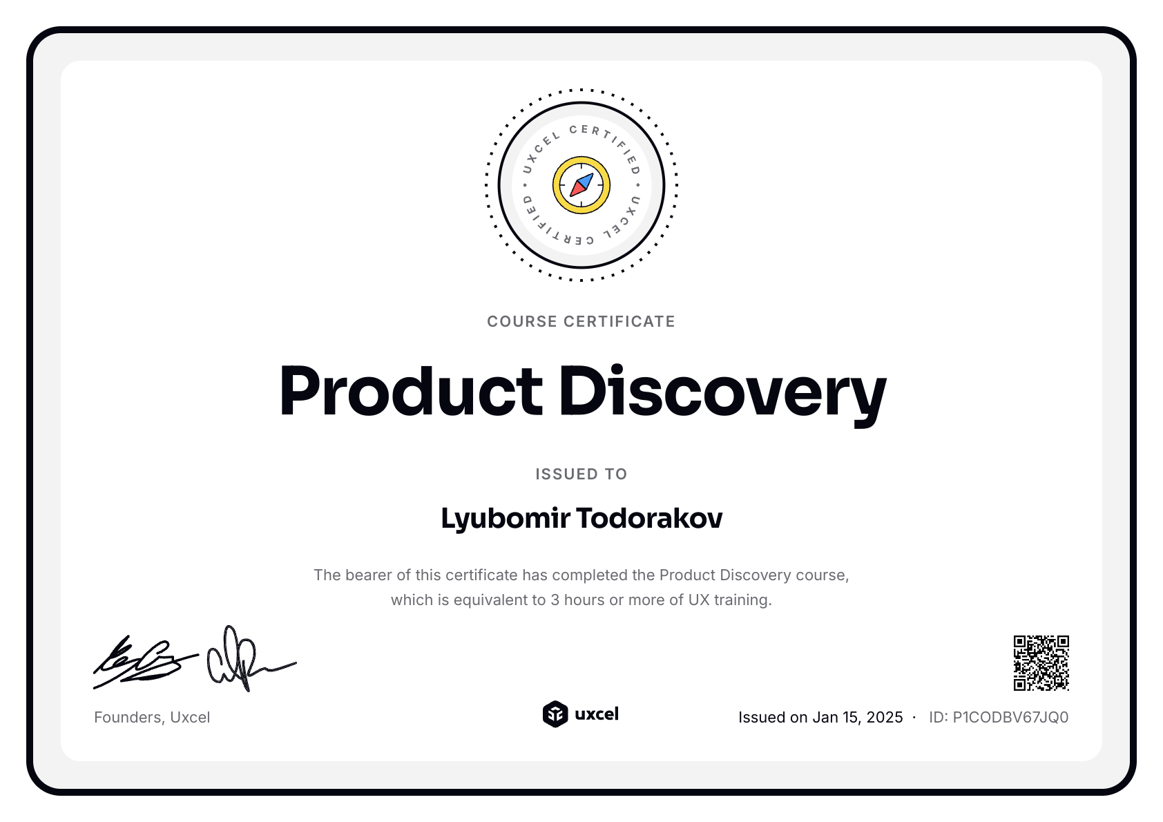 Lyubomir Todorakov's certificate
